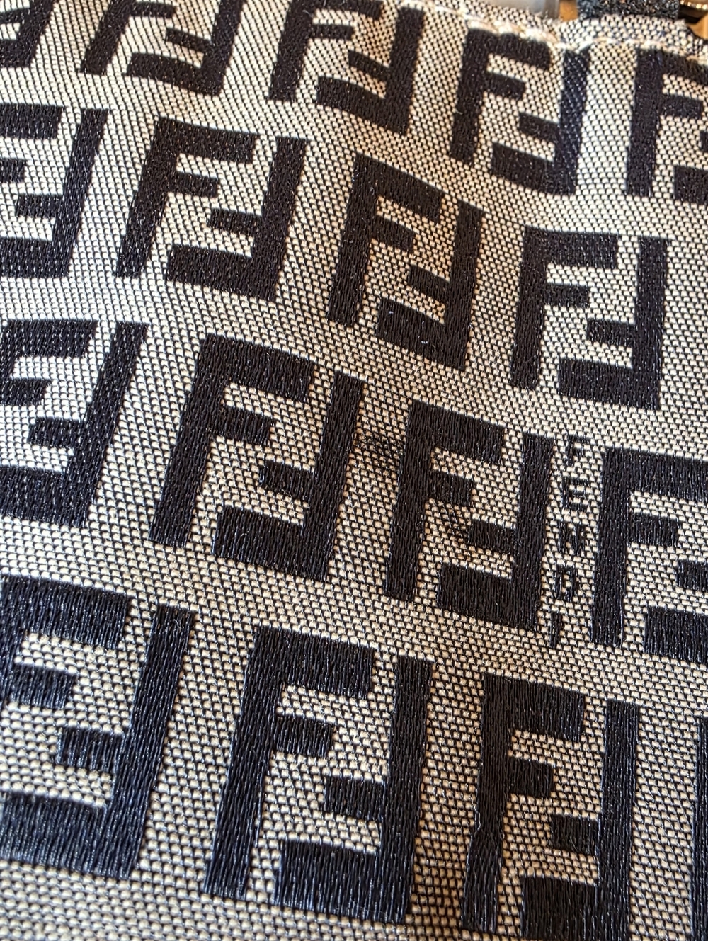 Fendi Zucchino Blue Monogram Tote Bag FF Canvas Shoulder Bag Vintage - Picture 12 of 12